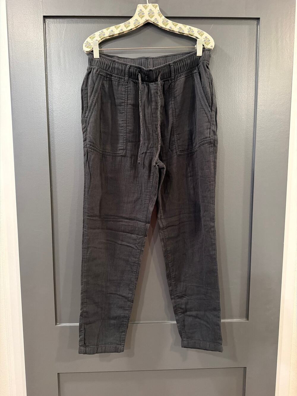 High-Waisted Textured-Twill Utility Ankle Pants